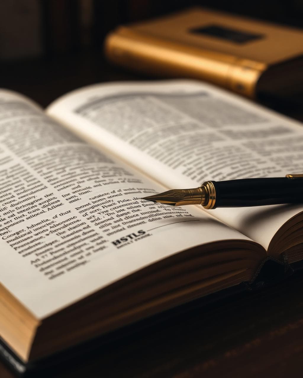 Livros e caneta sobre mesa
